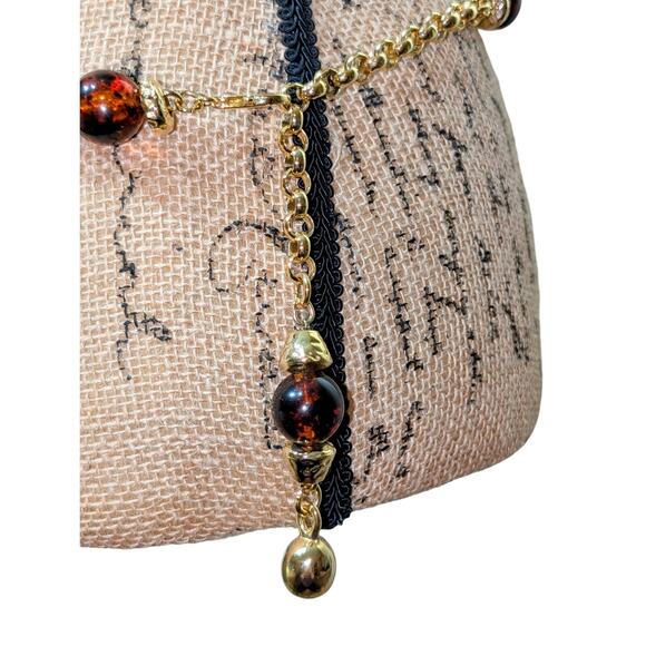 Multi-Strand Goldtone Chain Link Rootbeer Acrylic Ball Bead Chain Belt 30\